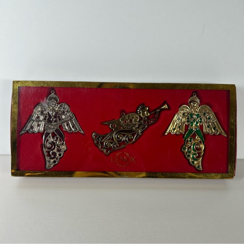 Lenox Jewel Angel Ornaments Set of 3 Christmas Holiday Tree Decorating Core Vtg